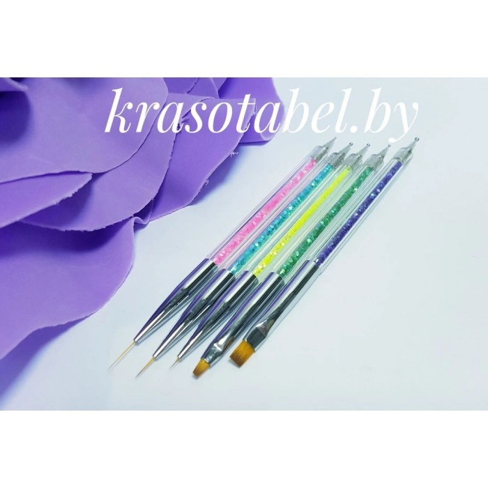 Set Of 5 Double-Sided Design+Dots Brushes