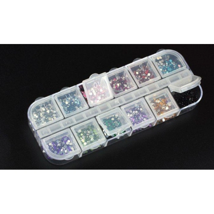 Swarowski Rhinestones In A Container 12 Colors
